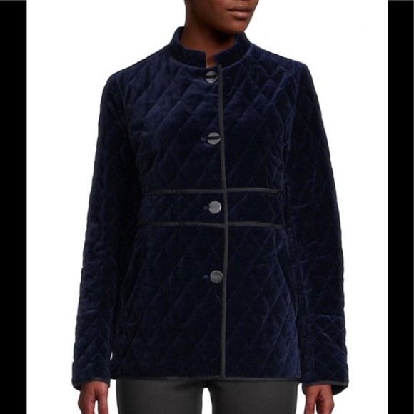 Jane Post Jackets & Coats Nwt Jane Post Navy Blue Quilted Velvet
